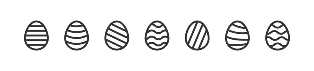 Easter egg icon set. Spring celebration. Outline ornament.