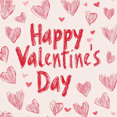 Valentine's Day Background: Hearts on a Light Background with text"Happy Valentines Day"