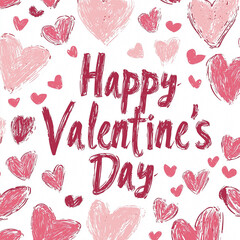 Valentine's Day Background: Hearts on a Light Background with text"Happy Valentines Day"