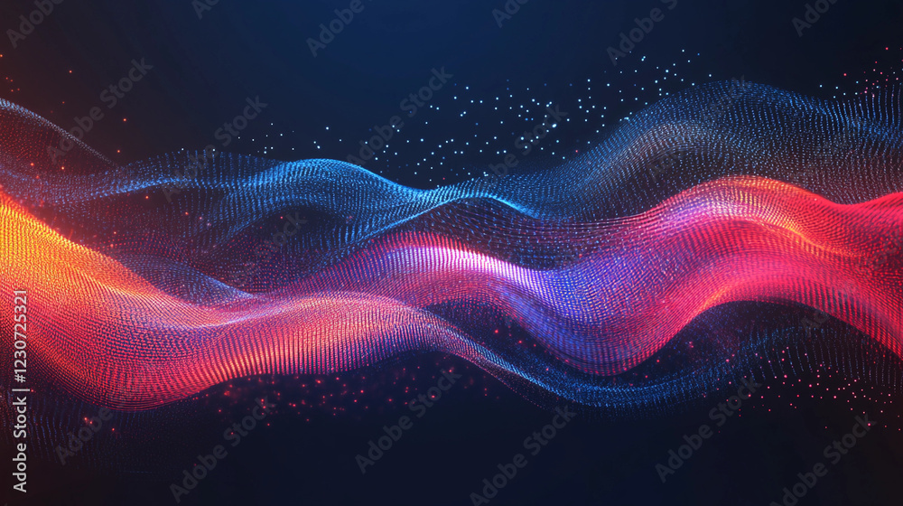 Poster colorful wave pattern with flowing lines creating a visually stunning abstract design at night. gene