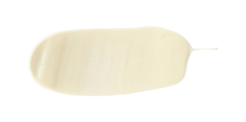 Sample of delicious mayonnaise isolated on white, top view