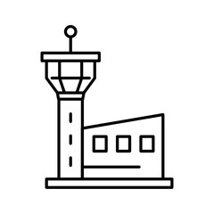 Flight Control tower icon Black and white logo