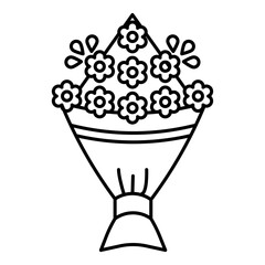 Flowers bouquet wrapping icon Black and white logo