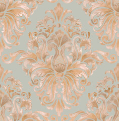 Damask seamless pattern element. Vector classical luxury old fashioned damask ornament, royal victorian seamless texture for wallpapers, textile, wrapping. Vintage exquisite floral baroque template.