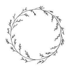 Large, intricate wreath with dense foliage in a minimalistic black and white style.