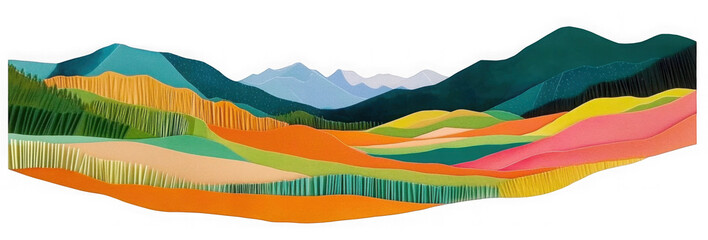 PNG Grassland paper cut illustration painting abstract. 