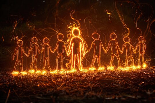 stick figure illustration with followers behind