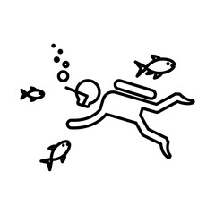 Scuba Diver icon Black and white logo