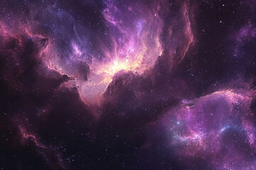Dark purple cosmic nebula with ethereal glowing clouds
