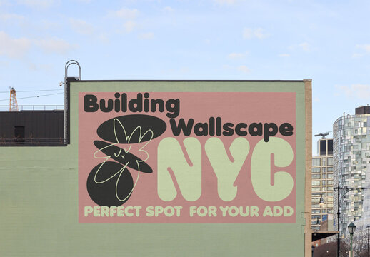 OOH Billboard Building wallscape Advertising Mockup in New York Ready for Customization