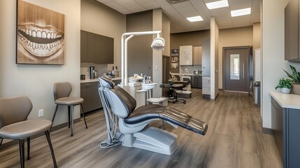 Modern dental clinic featuring a comfortable dental chair and luxurious dental chair, embodying the cutting-edge healthcare industry's commitment to advanced technology and patient comfort