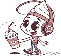  Tootsie headphone mascot icon illustration.