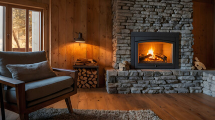 fireplace in the living, ai generated