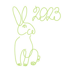 simple one line style rabbit.  Rabbit icon. Continuous line drawing of easter rabbit  minimalist hand drawn vector illustration. Isolated on white background.