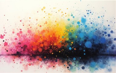 Abstract Color Spectrum with Paint Splatters and Droplets