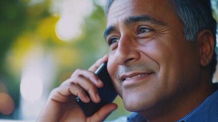 Warm-toned Man Talking on Cellphone