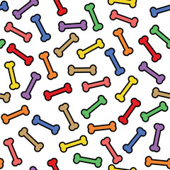 Colorful Bones Pattern - Messy Colored Bones on White Background. Seamless Link.