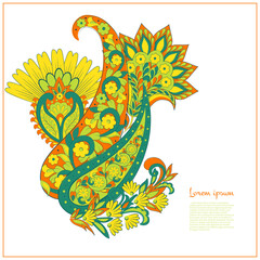 Paisley Vector Pattern. Floral Isolated Asian Illustration