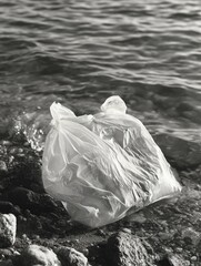 Transparent Plastic Bag in Water