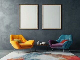 Contemporary Living Room Decor with Modern Furniture and Colorful Accents