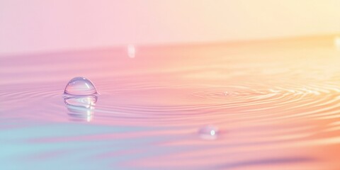 Reflective Water Beads on a Calm Lake