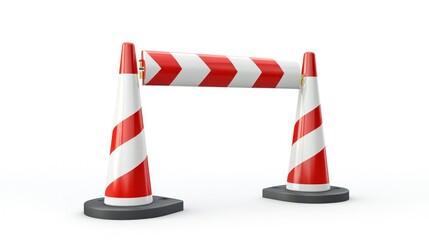 Red and white roadblock with cones marking restricted access in an urban location