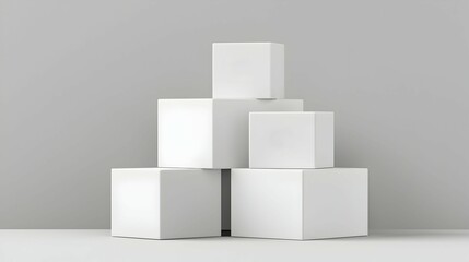 Obraz premium White Cubes Stacked, Minimalist Product Display, Studio Background, Packaging Mockup