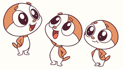 Cute cartoon character set with various expressions and poses