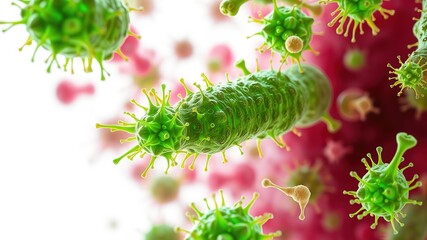 Fototapeta premium Microscopic Green Bacteria Structures - Nature's Design