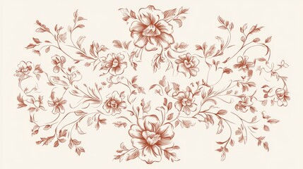Elegant floral design with brown roses and leaves on a cream background.