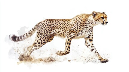 Fototapeta premium Leopard in Motion: Stylized Illustration of a Cheetah in Action