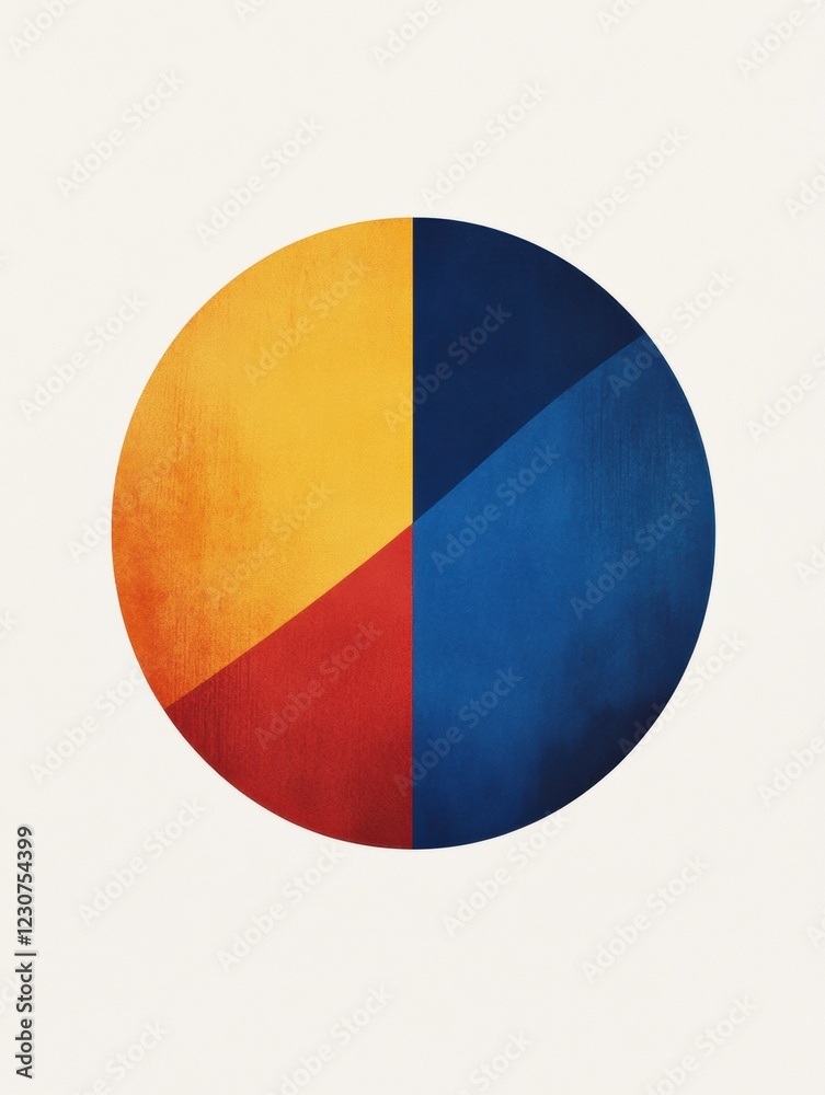 Aufkleber colorful abstract circle divided into four sections showcasing vibrant hues against a neutral backgr