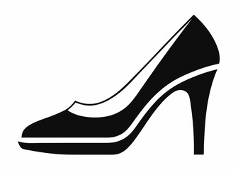 shoe high heel vector silhouette, woman high heel icon 