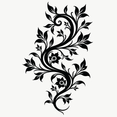 Obraz premium Elegant black floral design, intricate patterns on soft background