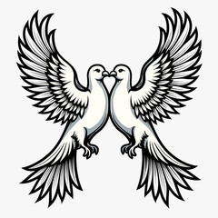 Obraz premium Two doves kissing with heart shape, symbolizing love and unity