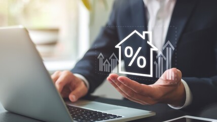 Fototapeta premium Mortgage Rates Growth: Real Estate Investment and Market Trends Visualized