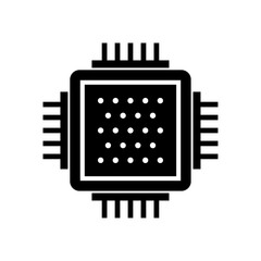 Microchip circuit board icon representing AI chip, semiconductor, computer processor, digital electronics, data processing, automation, IT hardware, cybersecurity, and artificial intelligence.