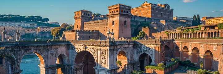 Fototapeta premium Stunning Castel Sant'Angelo Italy Rome sunny summer day