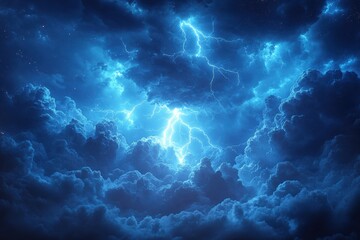 Fototapeta premium Dramatic lightning storm over clouds nature digital atmospheric aerial view energy concept