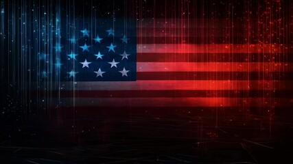 Vibrant american flag waving amidst abstract colorful particle rain - Powered by Adobe