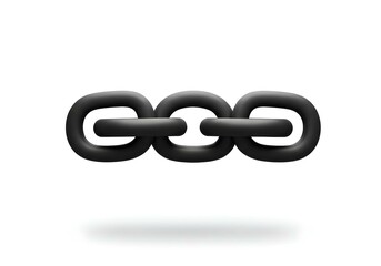 3d floating chain icon with a matte black finish, isolated on a stark white background, with a subtle shadow to enhance depth create with ai