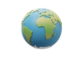 Naklejka premium 3d floating earth icon showcasing a stylized design with exaggerated landforms, isolated on a bright white background, with a dynamic angle to create movement create with ai