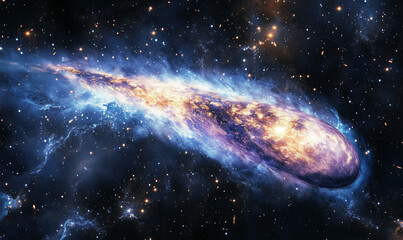 Fototapeta premium Massive Celestial Body Hurtling Through the Cosmos in a Stunning Astronomical Display