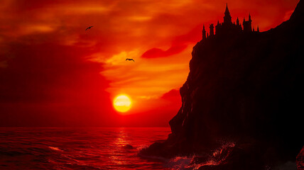 Sacred Cliffside Temple Overlooking the Vast Ocean