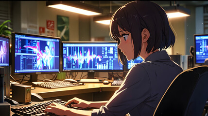 Fototapeta premium woman working on computer
