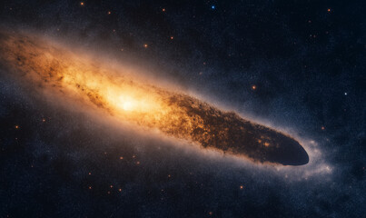 Fototapeta premium Colossal Comet Flashing Through the Limitless Sky, Capturing the Majestic Forces of Nature