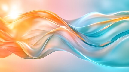 Obraz premium Abstract Waves of Orange and Blue Flow in a Serene Ambient Background