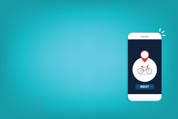 Bicycle rent or sharing bike application on a mobile phone.	