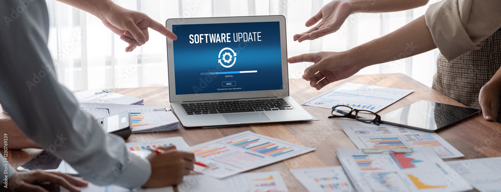 Aufkleber Software update on computer for brisk version of device software upgrade