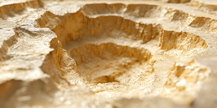 Gold ore mining. Vast open-pit gold mine, industry and resource extraction. 